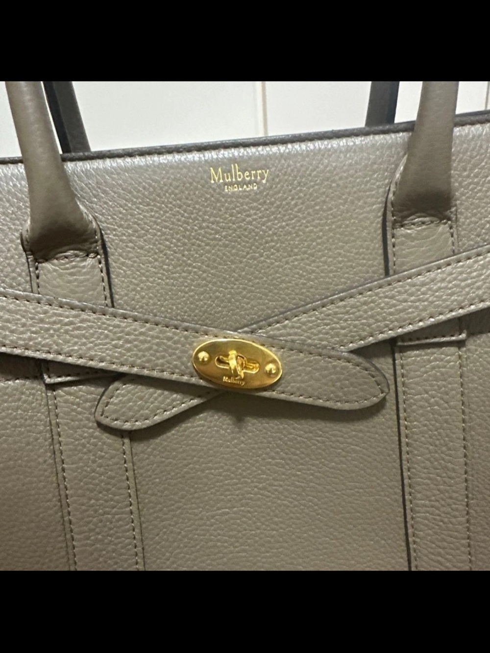 Mulberry Taupe Gray Leather Small Satchel with Gold Hardware - Picture 3 of 6